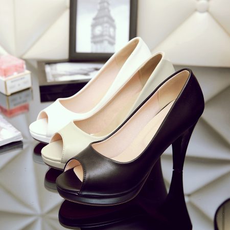 2021 new leather ladies high heels